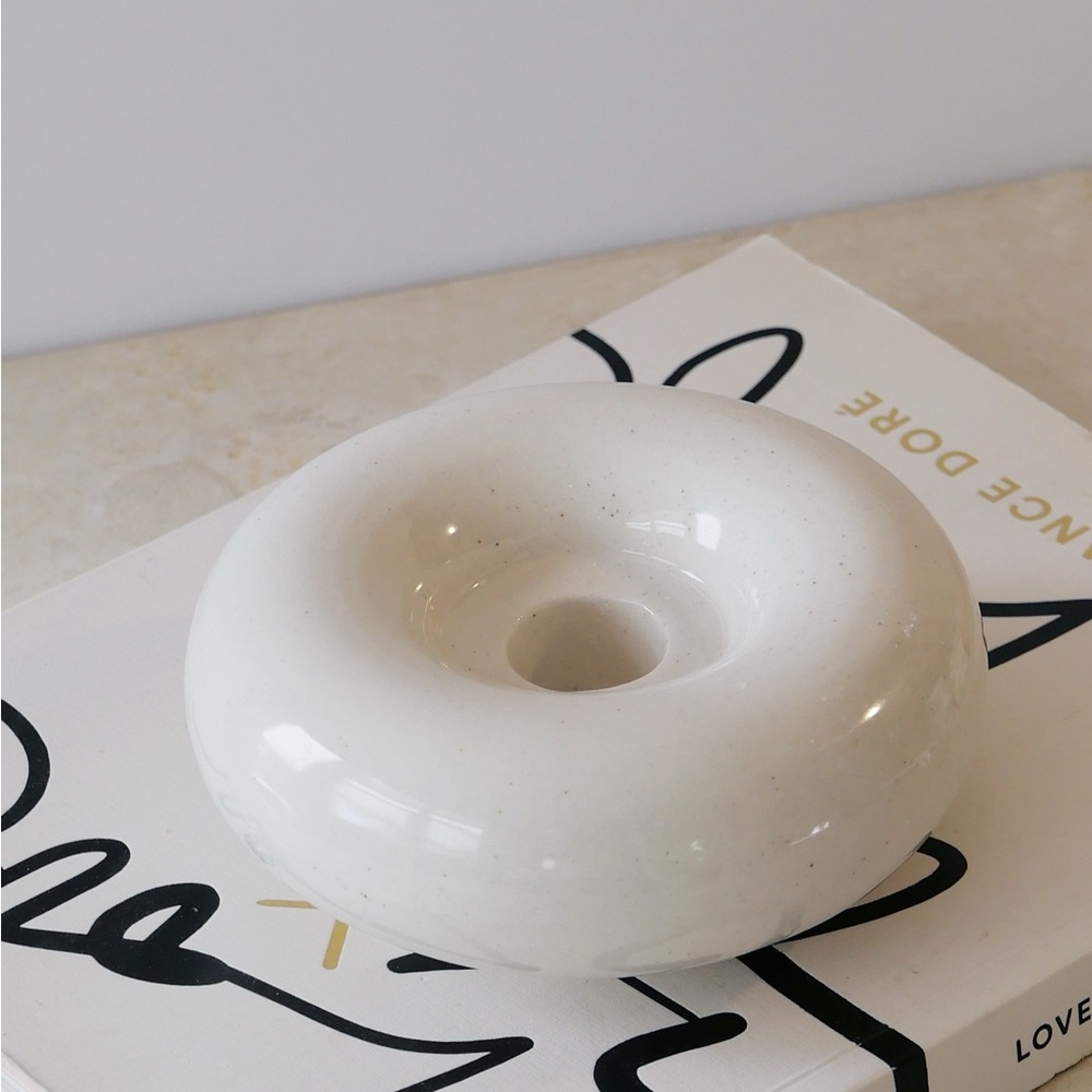 White Ceramic taper candle holder